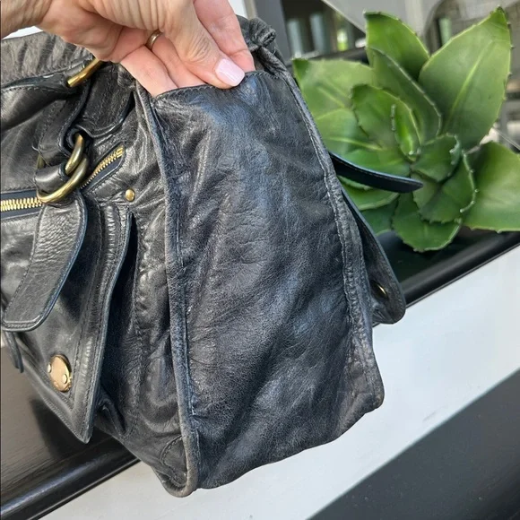 Chloé genuine leather bay bag blue/gray coloring Top Handle large purse - Picture 6 of 13